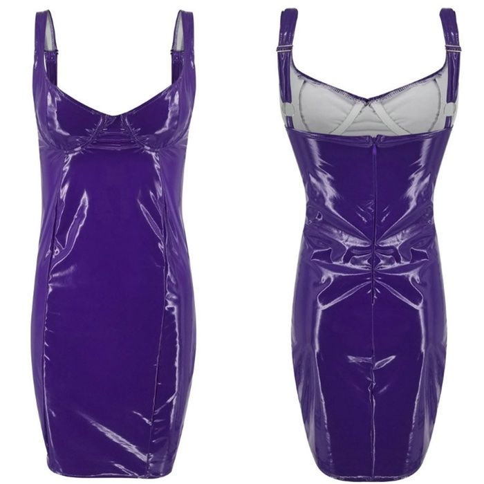 Фиолетовое латексное платье