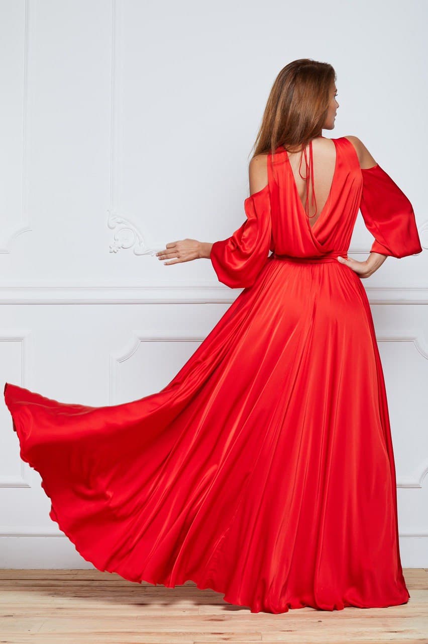 красное платье с разрезом прокат аренда киев