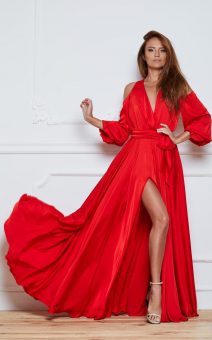 красное платье с разрезом прокат аренда киев