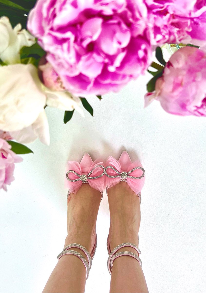 Туфлі рожевий бант сітка