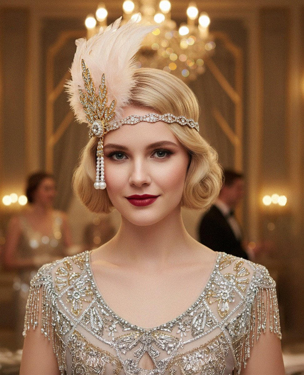 Повʼязка на голову з пірʼя в стилі Великий Гетсбі напрокат