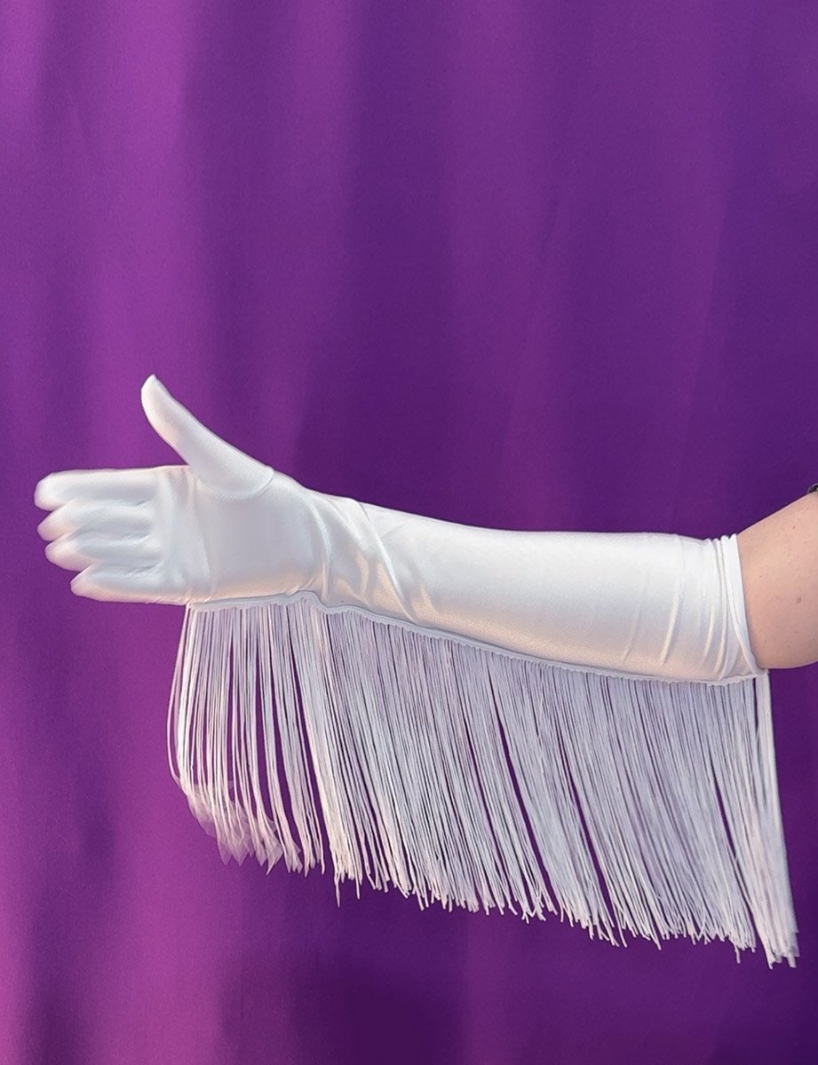 Рукавички з бахромою білі