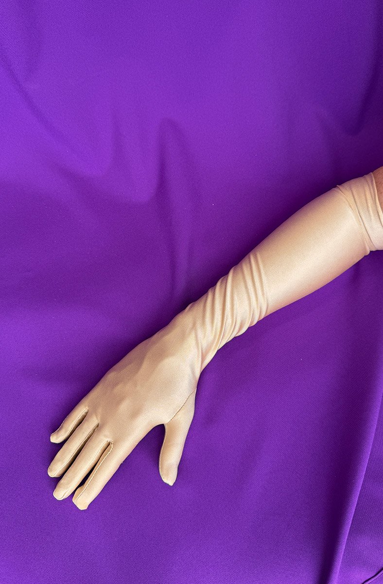 Рукавички бежеві атласні напрокат