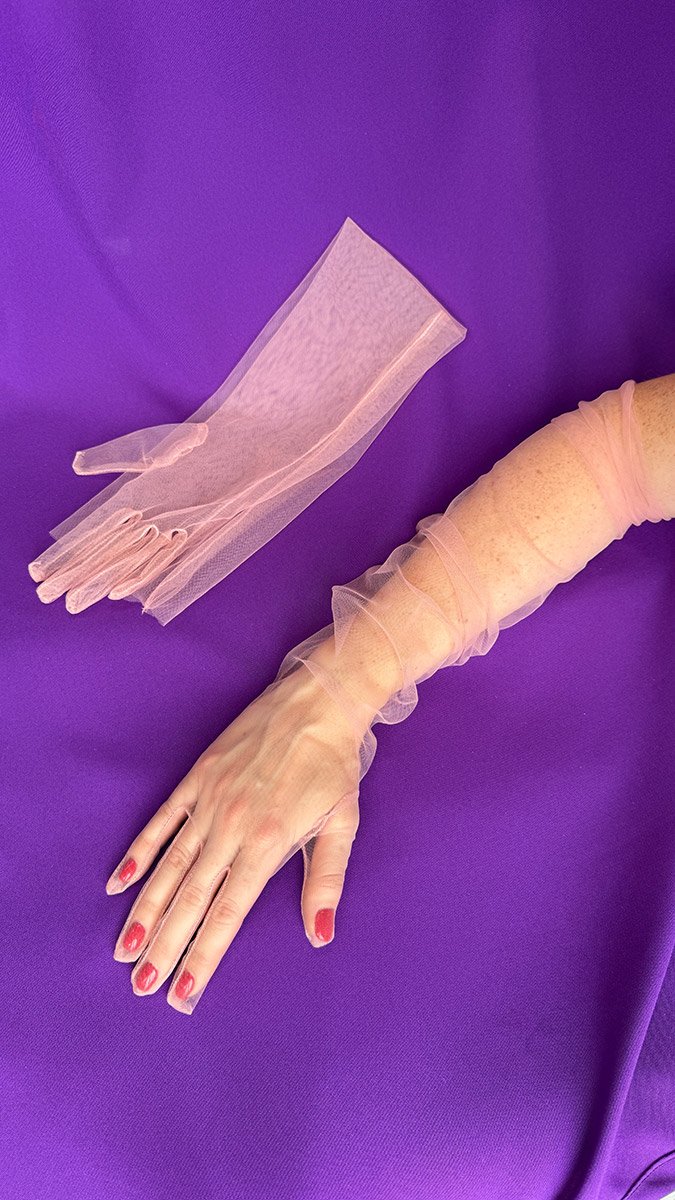 Рукавички сітка темно-рожеві