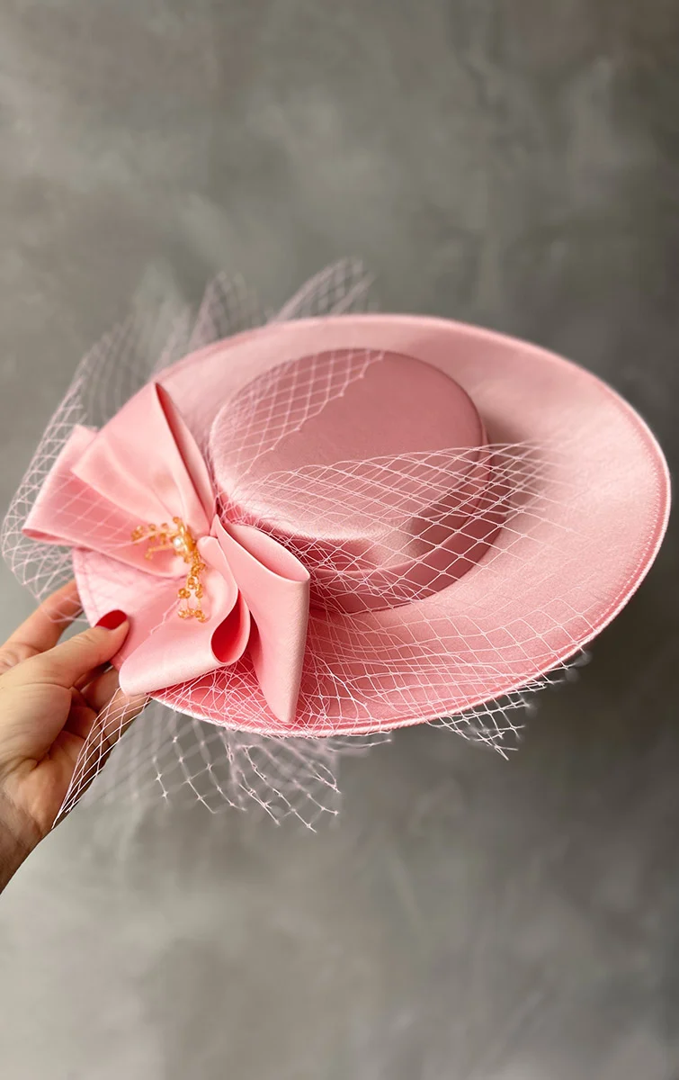 Капелюх рожевий з бантом