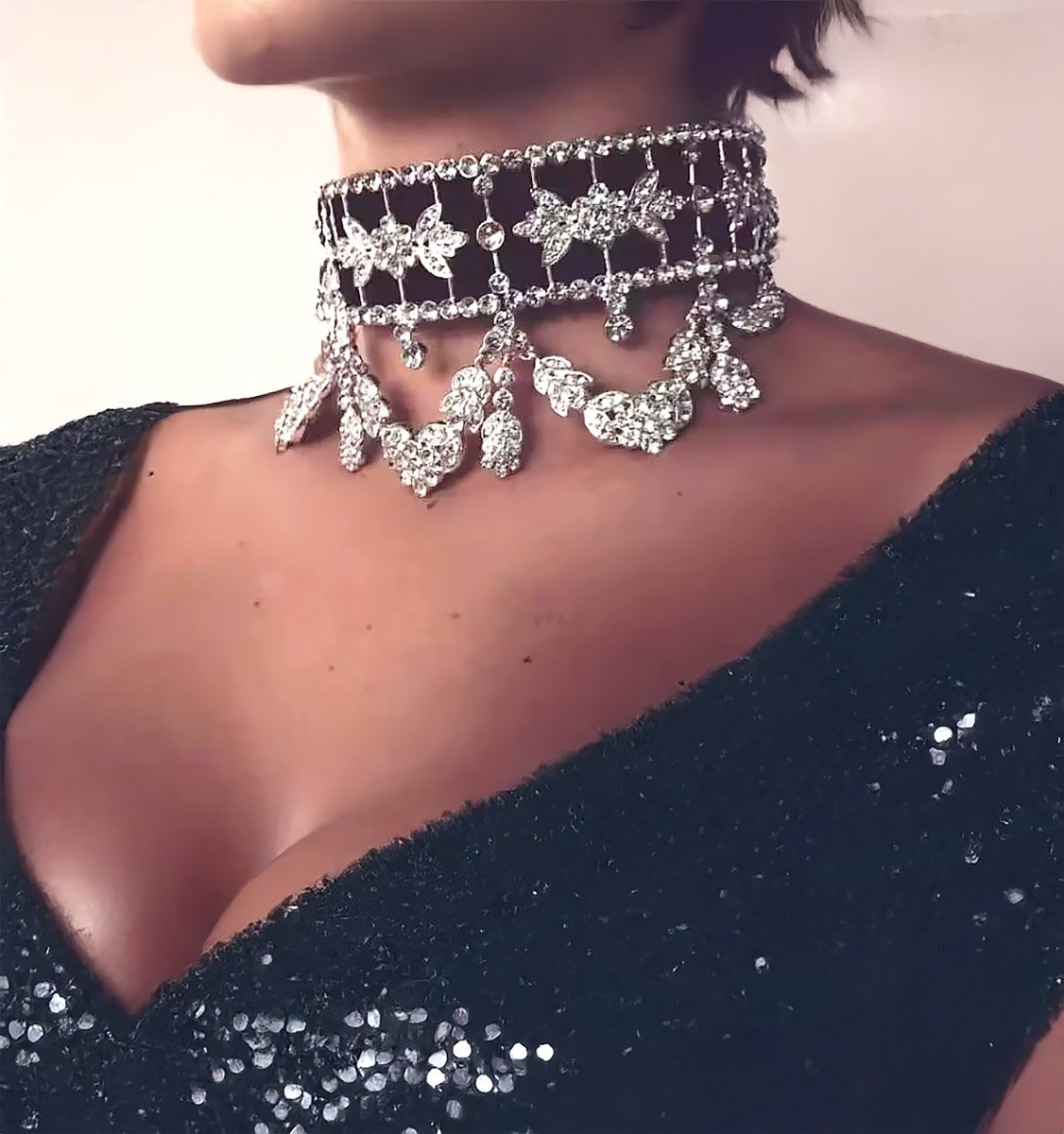 Чокер чорний зі стразами