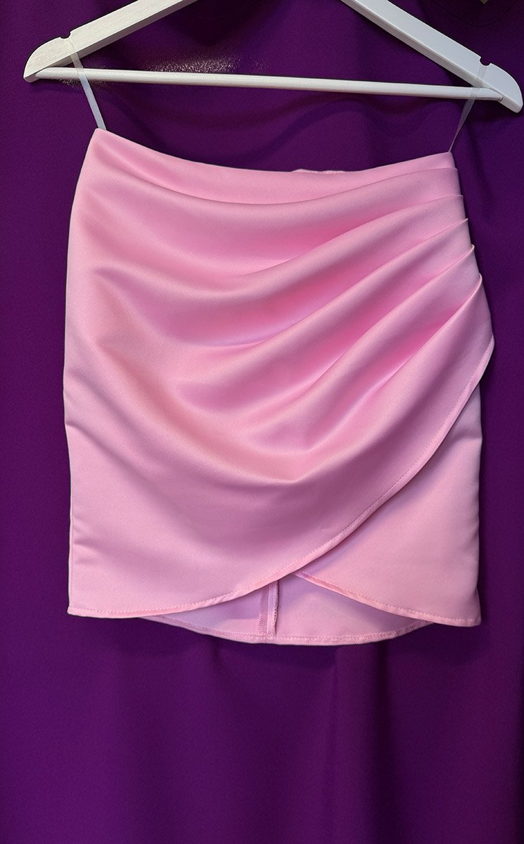 Спідниця з драпіруванням рожева