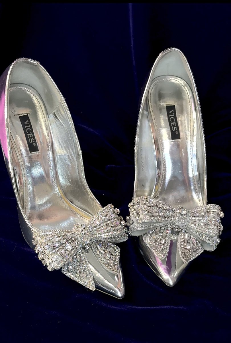 Туфлі срібло бант