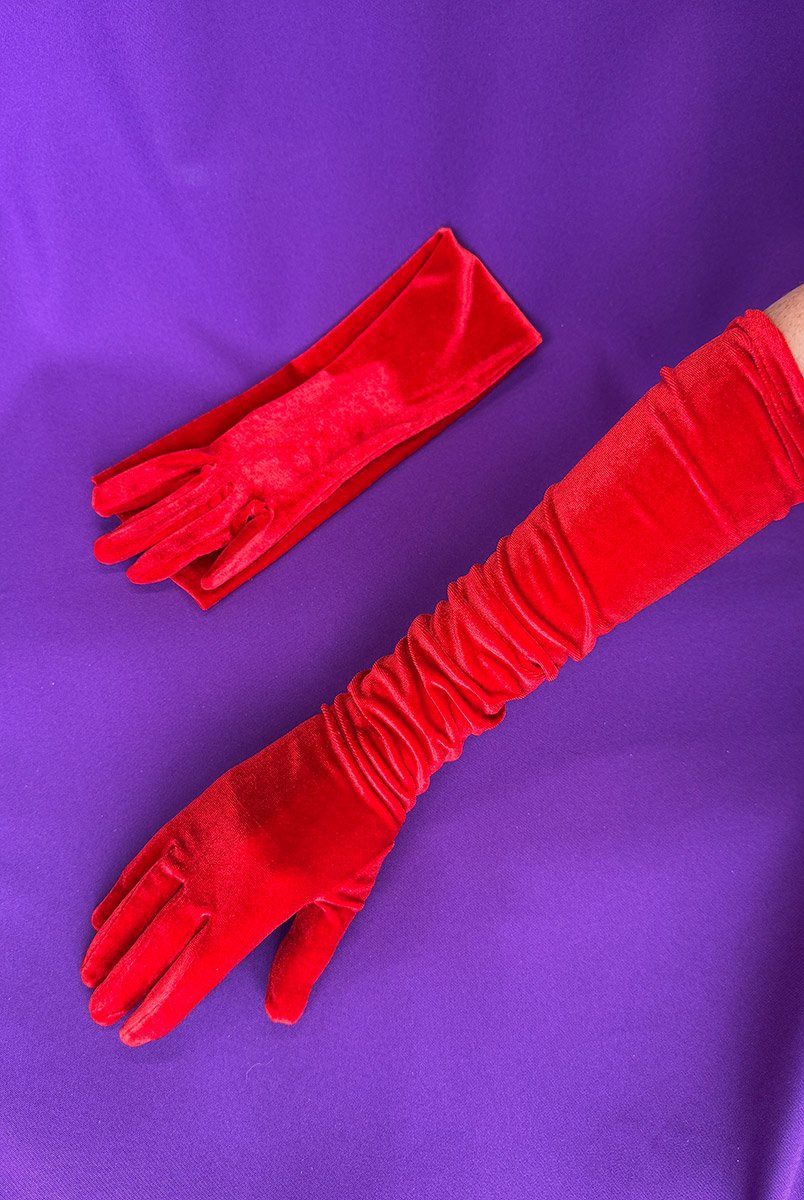 Рукавички червоні оксамитові