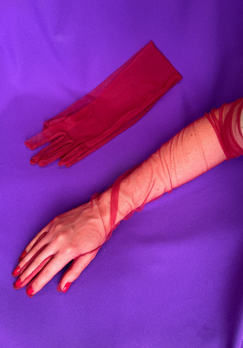 Рукавички сітка бордо