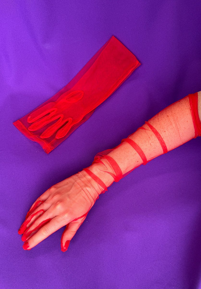 Рукавички червоні сітка