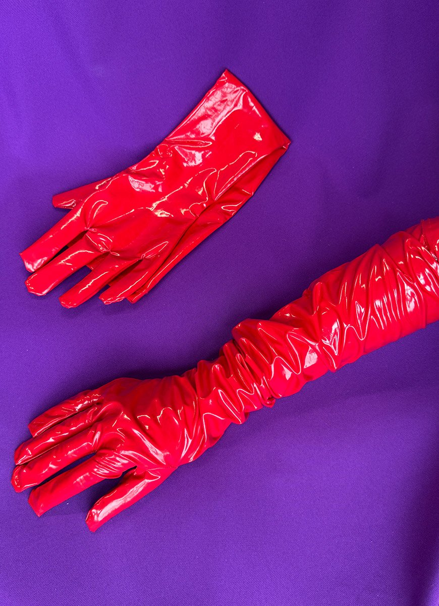 Рукавички червоні лакові