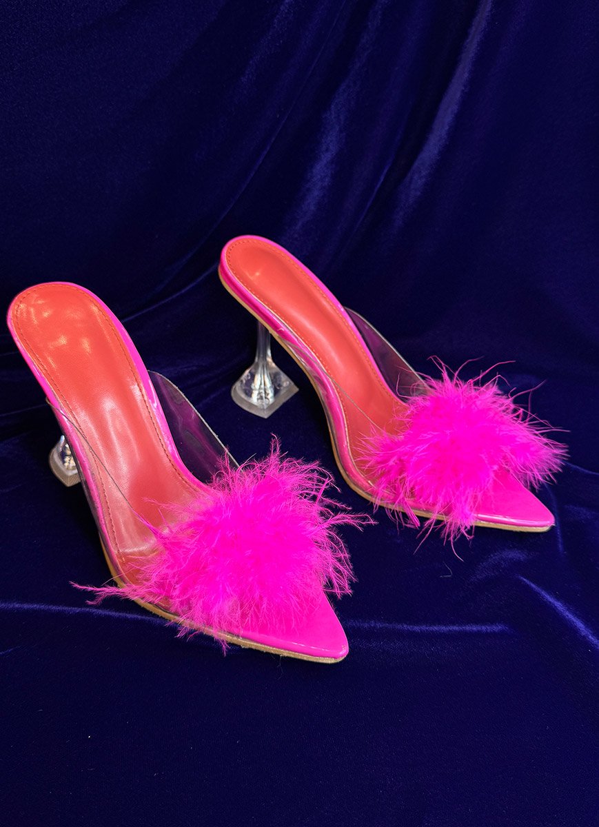 Мюлі рожеві з пухом