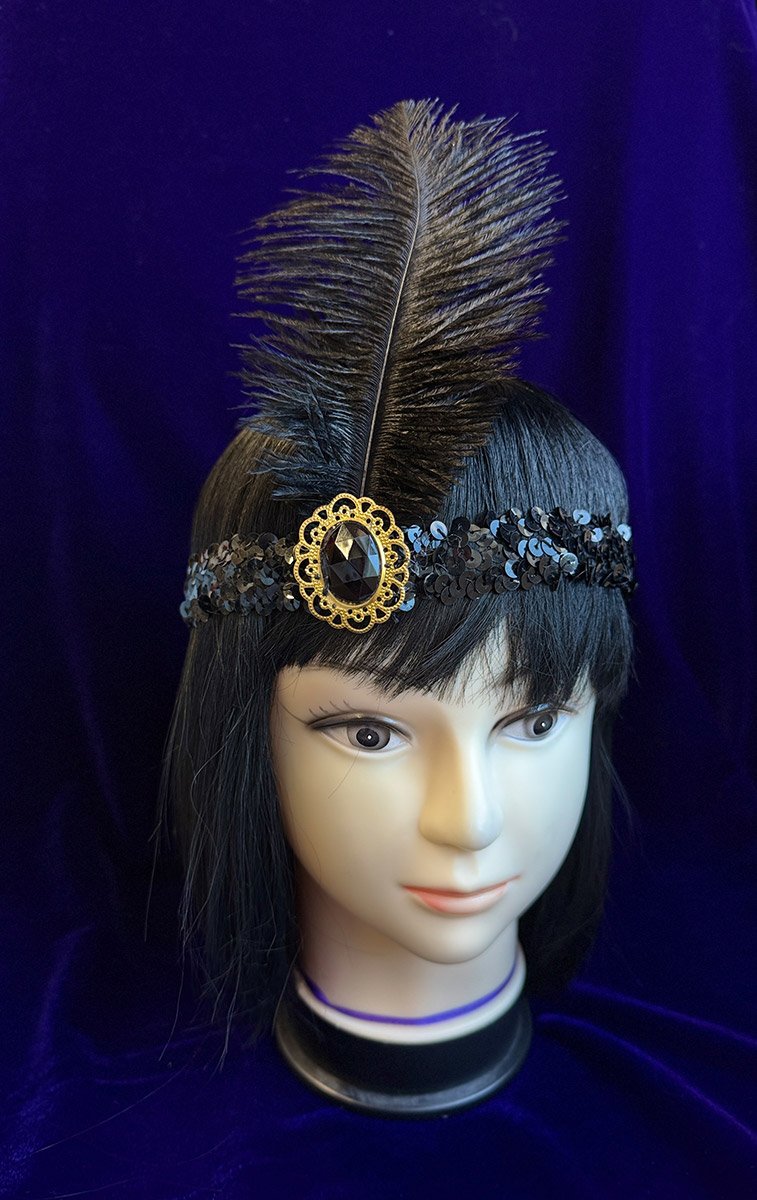 Чорна повʼязка на голову в стилі Гетсбі