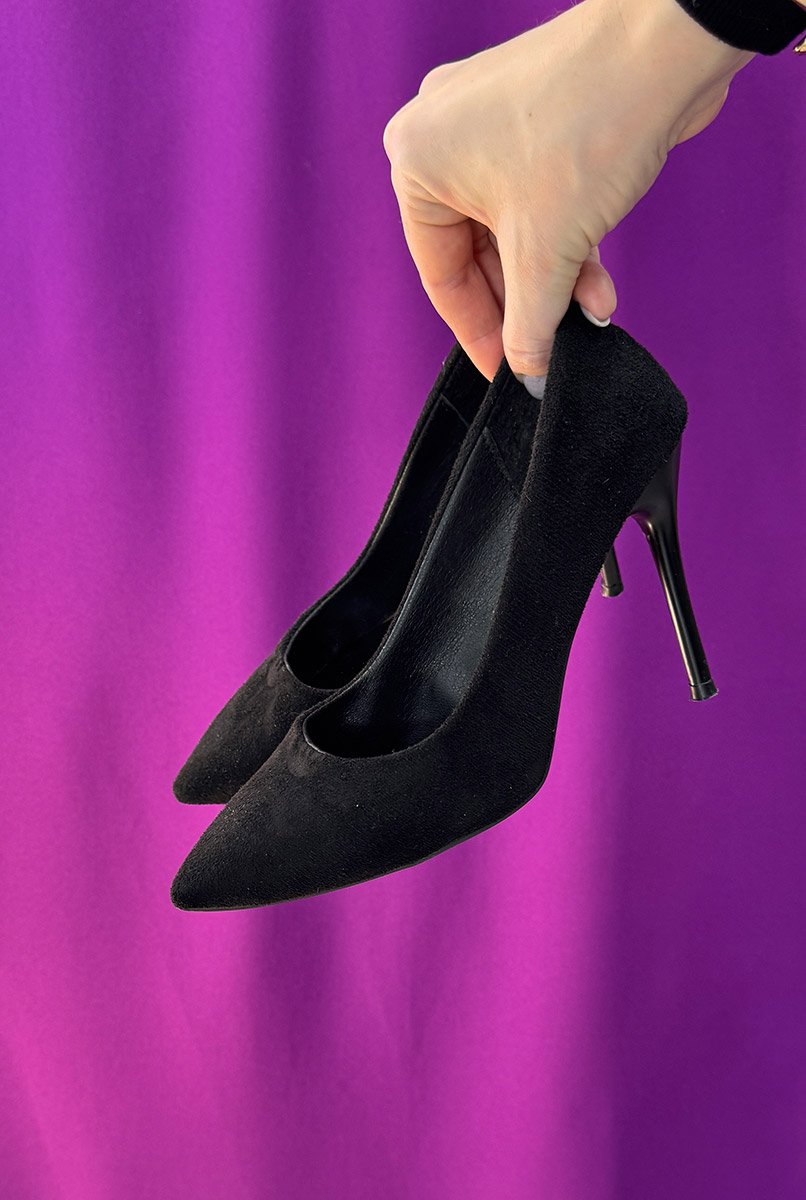 Туфлі чорні лодочки замш