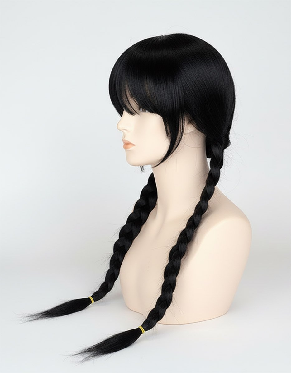 Перука чорна з косами Венсдей