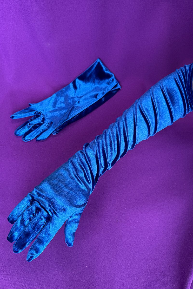 Рукавички сині оксамитові