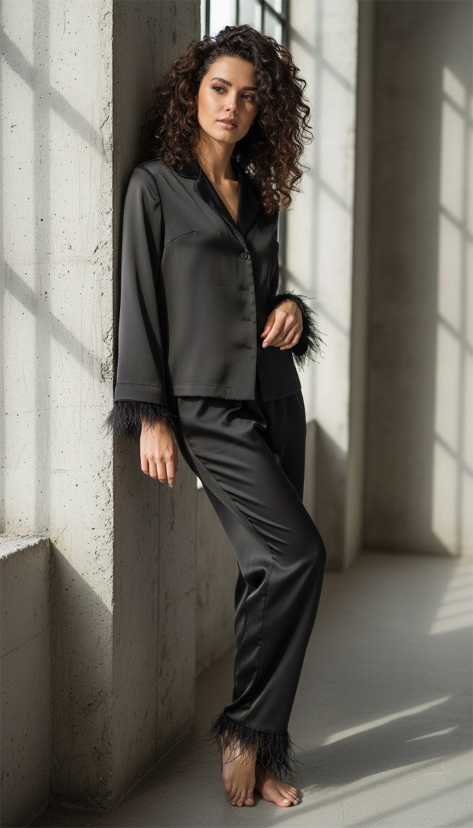 Костюм чорний з пірʼям