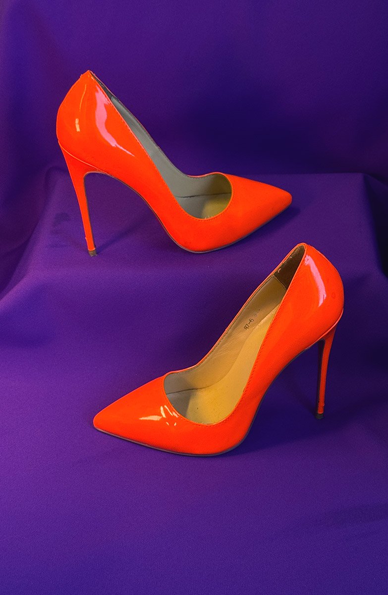 Туфлі паморанчеві на вискокому каблуку