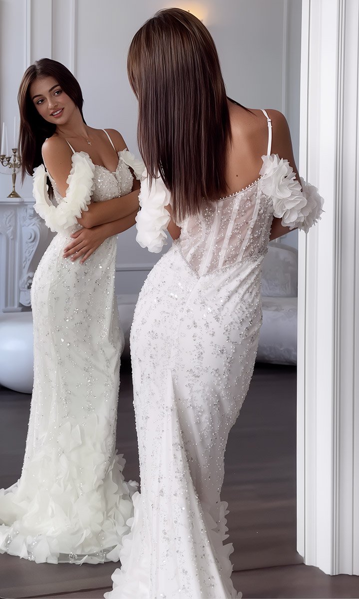 весільна сукня рибка зі шлейфом