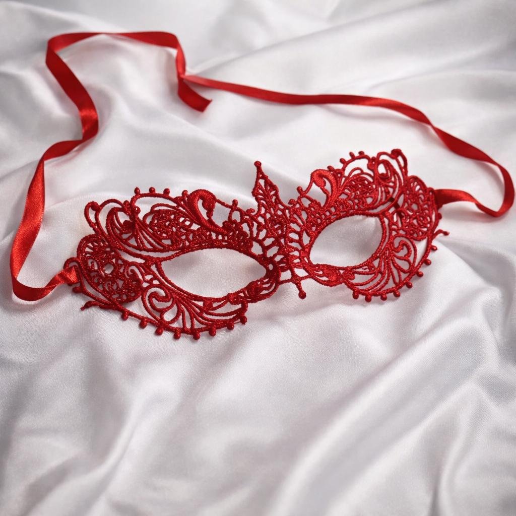 Червона ажурна маска