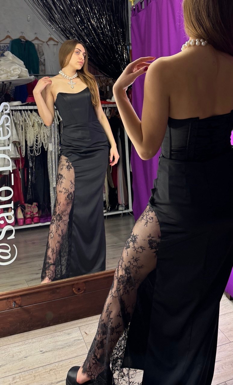 Спідниця з мереживом чорна довга