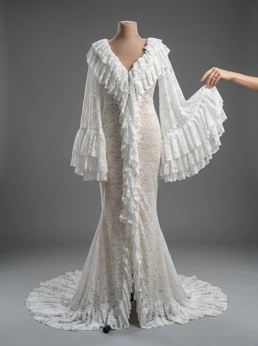 Мереживна сукня зі шлейфом